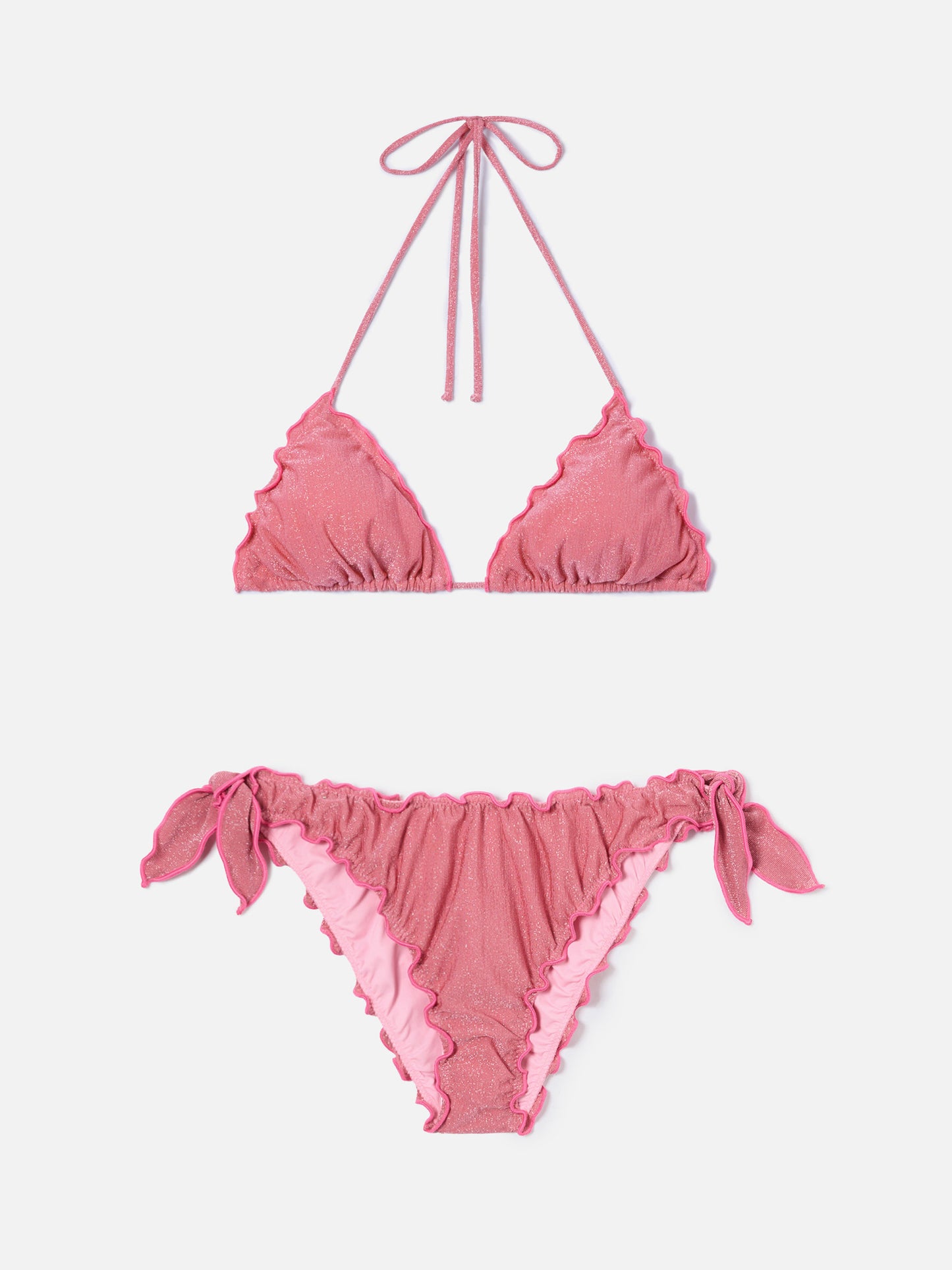 Sagittarius Moon Triangel-Bikini in rosa Lurex 