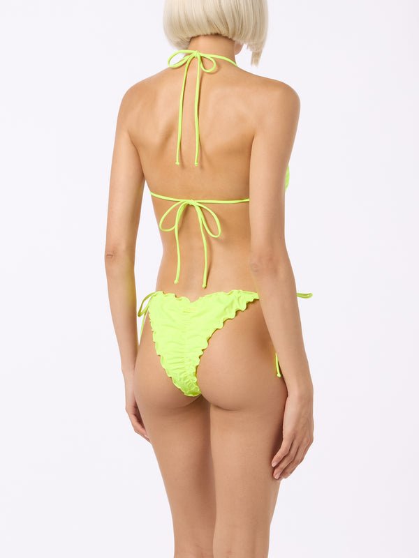 Bikini a triangolo classico giallo fluo da donna Sagittarius Miami