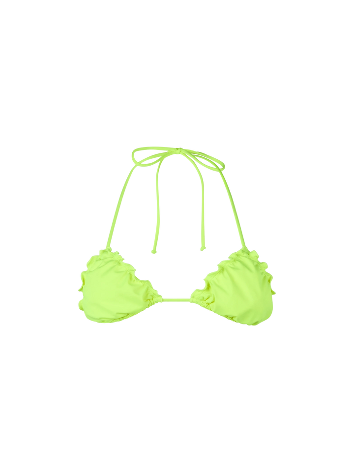 Woman fluo yellow triangle beach top Sagittarius