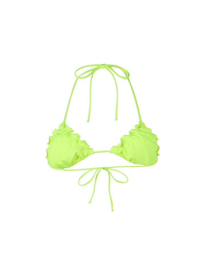 Woman fluo yellow triangle beach top Sagittarius
