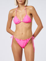 Woman fluo pink classic triangle bikini Sagittarius Miami