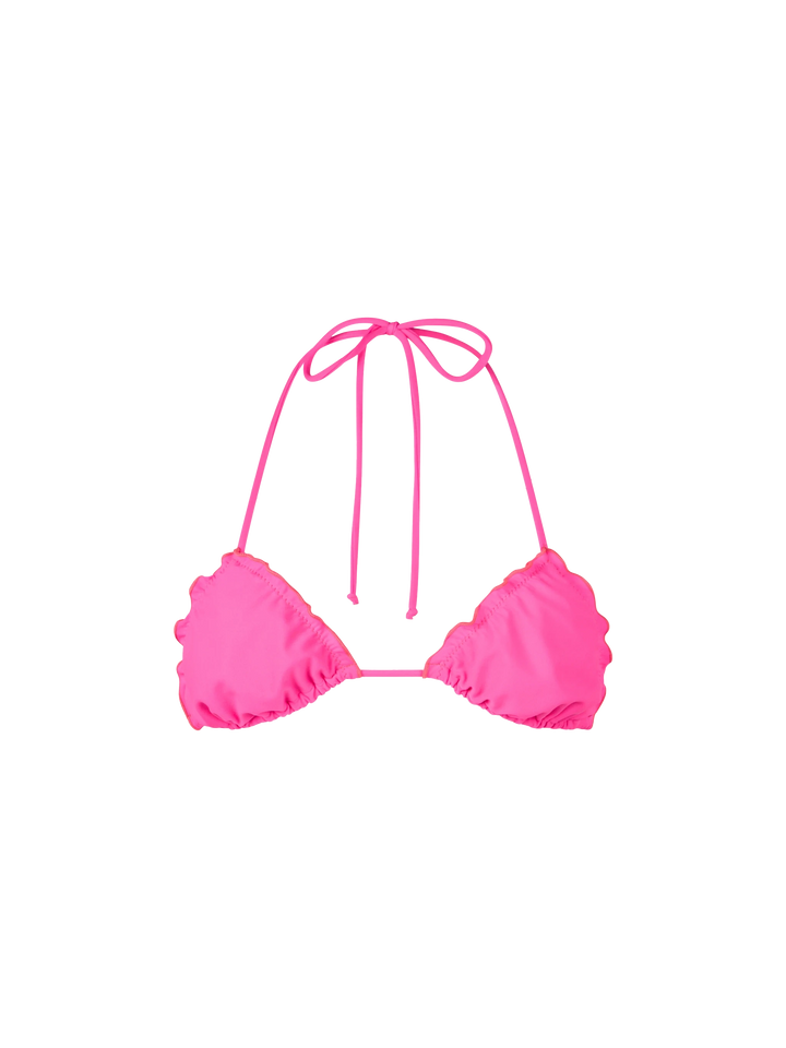 Woman fluo pink triangle beach top Sagittarius
