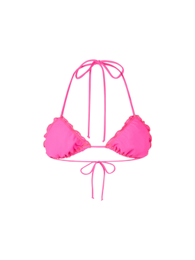 Woman fluo pink triangle beach top Sagittarius