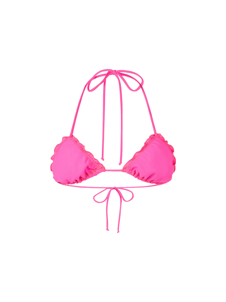 Woman fluo pink triangle beach top Sagittarius