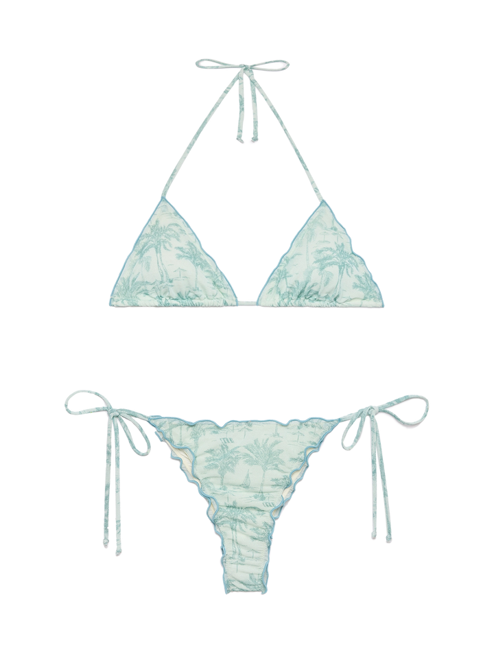 Bikini classico a triangolo lurex Sagittarius Miami con stampa toile de jouy