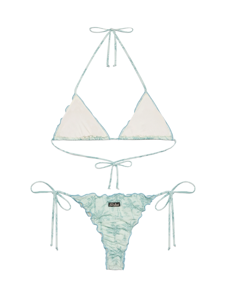 Bikini classico a triangolo lurex Sagittarius Miami con stampa toile de jouy