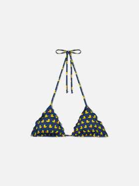 Top de bikini de triángulo Sagittarius con estampado de patos 