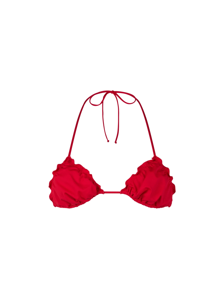 Woman red triangle beach top Sagittarius