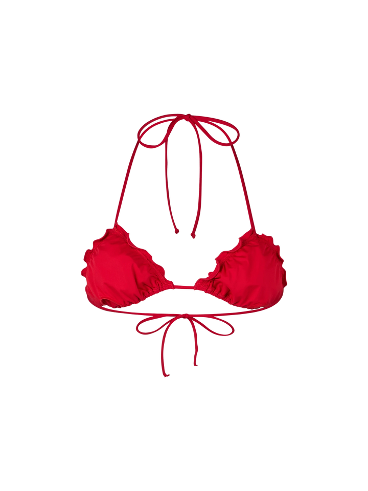 Woman red triangle beach top Sagittarius