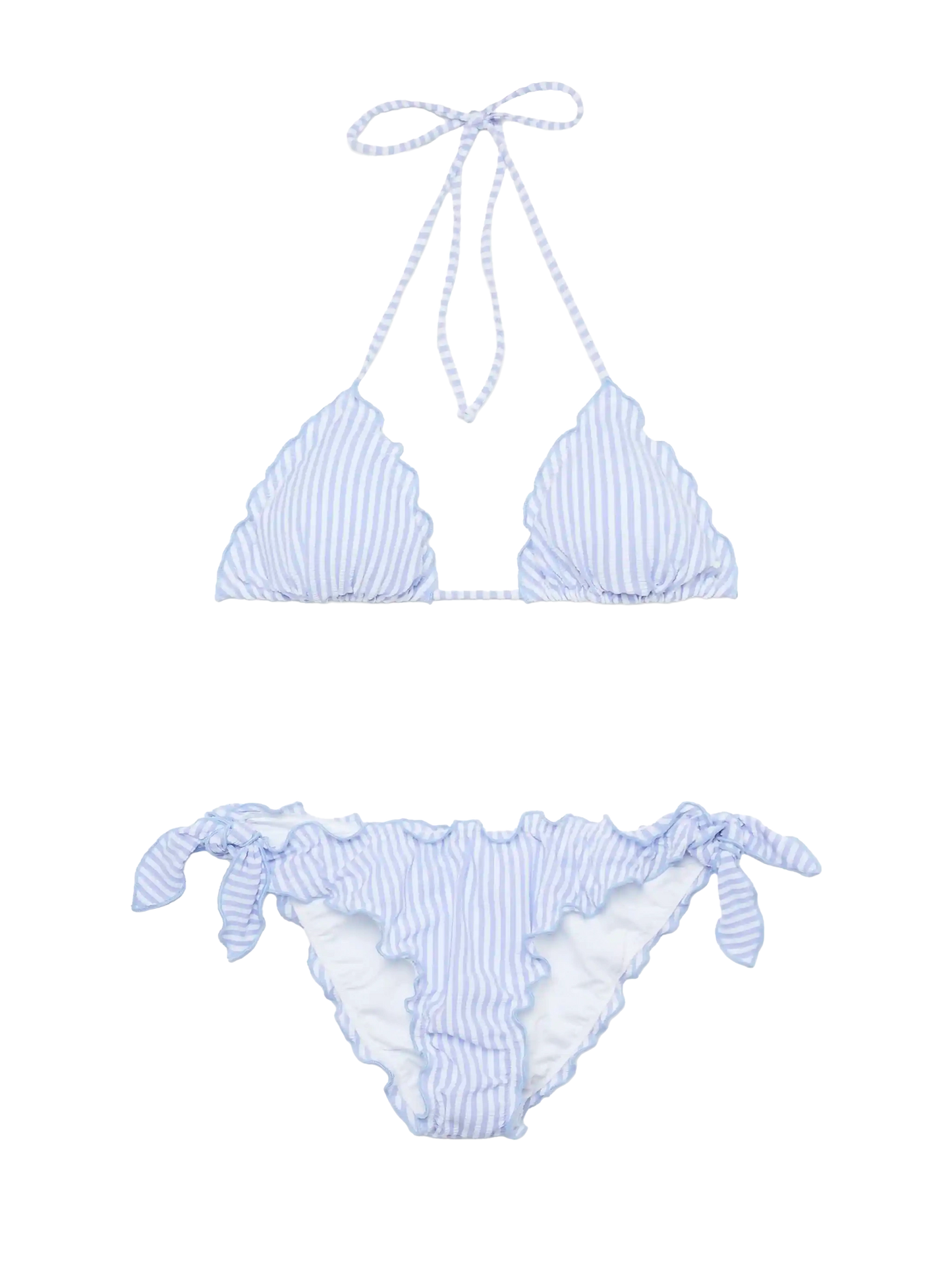 Classic seersucker triangle bikini Sagittarus Moon with striped print