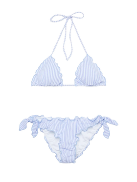 Classic seersucker triangle bikini Sagittarus Moon with striped print