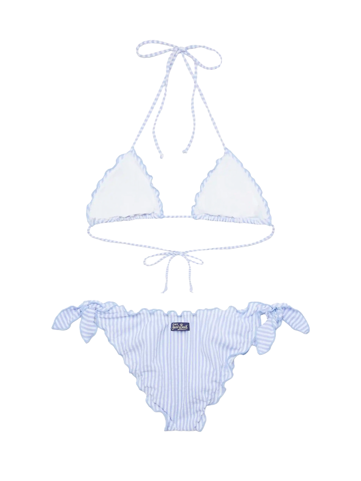 Classic seersucker triangle bikini Sagittarus Moon with striped print
