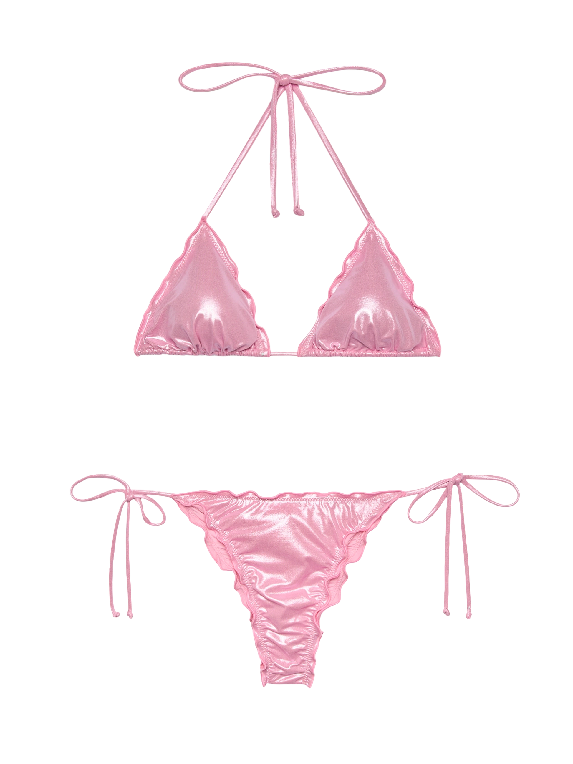 Miami pink foil cheeky swim briefs - Sagittarius pink foil classic triangle top - MC2 Saint Barth
