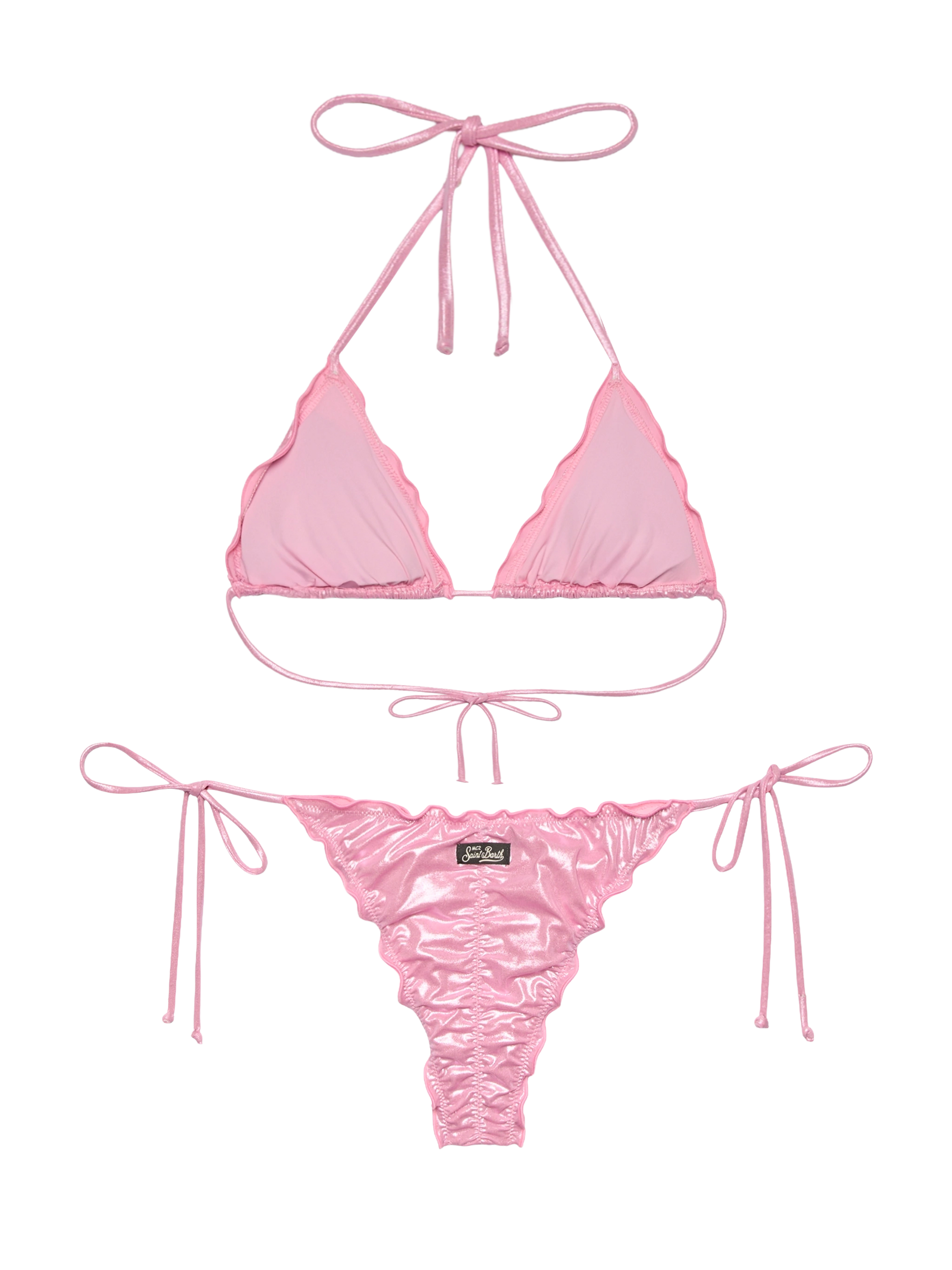 Miami pink foil cheeky swim briefs - Sagittarius pink foil classic triangle top - MC2 Saint Barth