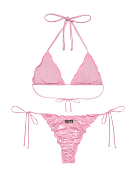 Miami pink foil cheeky swim briefs - Sagittarius pink foil classic triangle top - MC2 Saint Barth