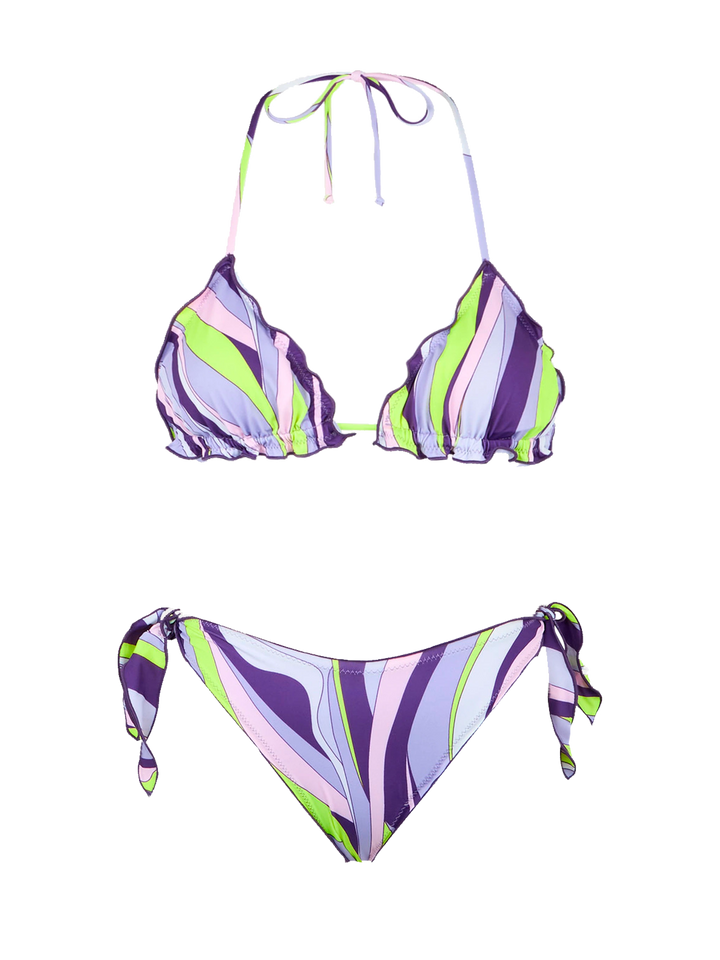 Bikini da donna a triangolo con stampa shape wave
