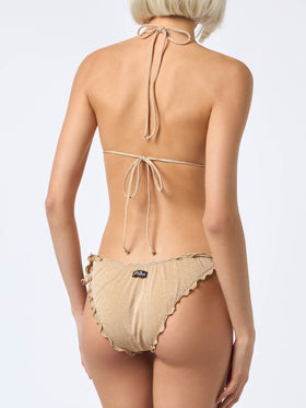 Damen-Bikini mit klassischem Triangel-Oberteil aus goldfarbenem Lurex Sagittarius Moon 