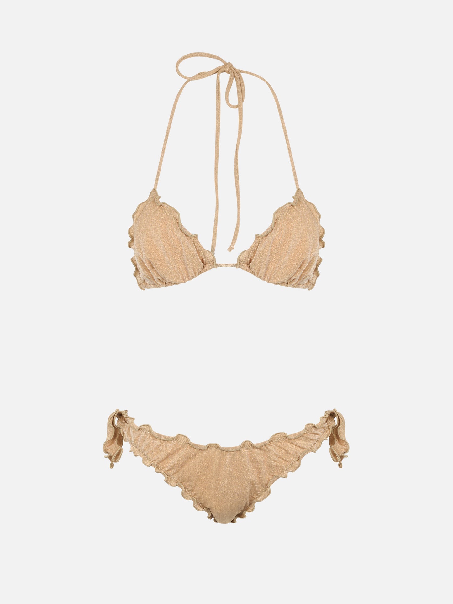 Damen-Bikini mit klassischem Triangel-Oberteil aus goldfarbenem Lurex Sagittarius Moon 