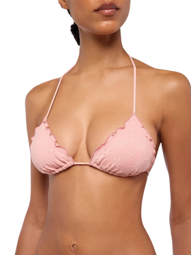Classic triangle bikini Sagittarius Moon in pink Sangallo lace