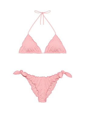 Classic triangle bikini Sagittarius Moon in pink Sangallo lace