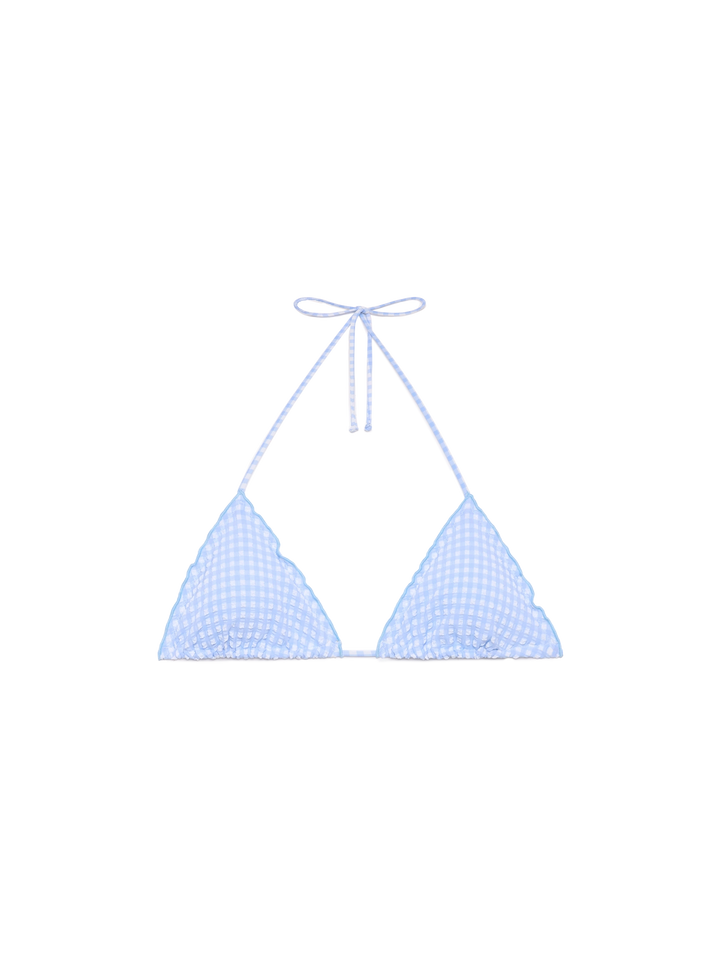 Sagittarius top a triangolo classico in tessuto seersucker con stampa gingham