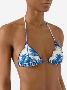 Bikini Sarius triangle with blue toile de jouy print | Special Edition