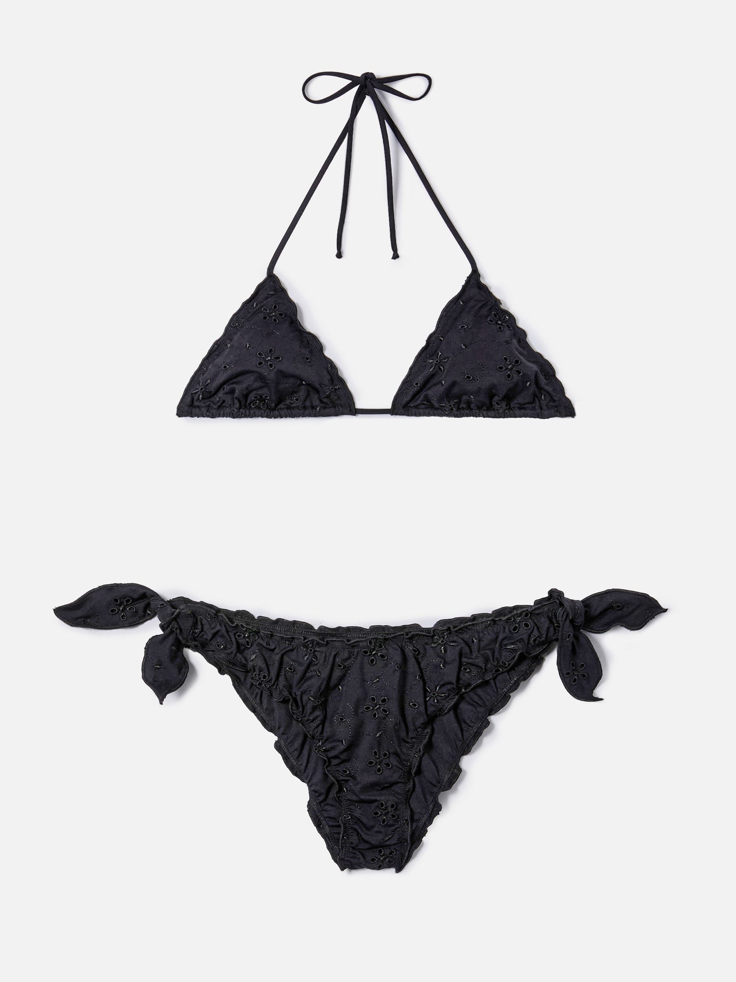 Bikini Sarius triangle in solid black sangallo fabric