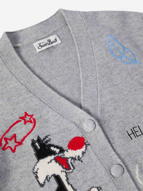 Sasi Strickjacke aus Donegal-Wollmischung mit Titti e Silvestro Jacquardmuster | WARNER BROS. SPECIAL EDITION