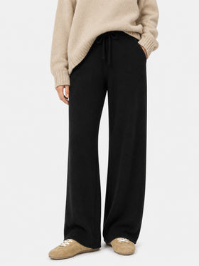 Pantalon palazzo noir en maille 