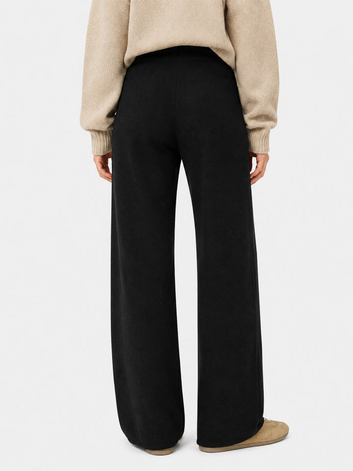 Pantalon palazzo noir en maille 