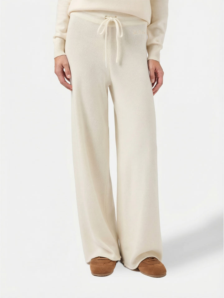 Woman off-white cashmere blend palazzo pants