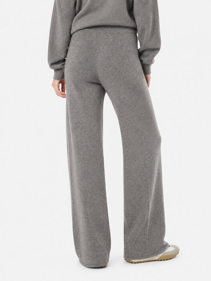 Pantalon palazzo gris en maille 