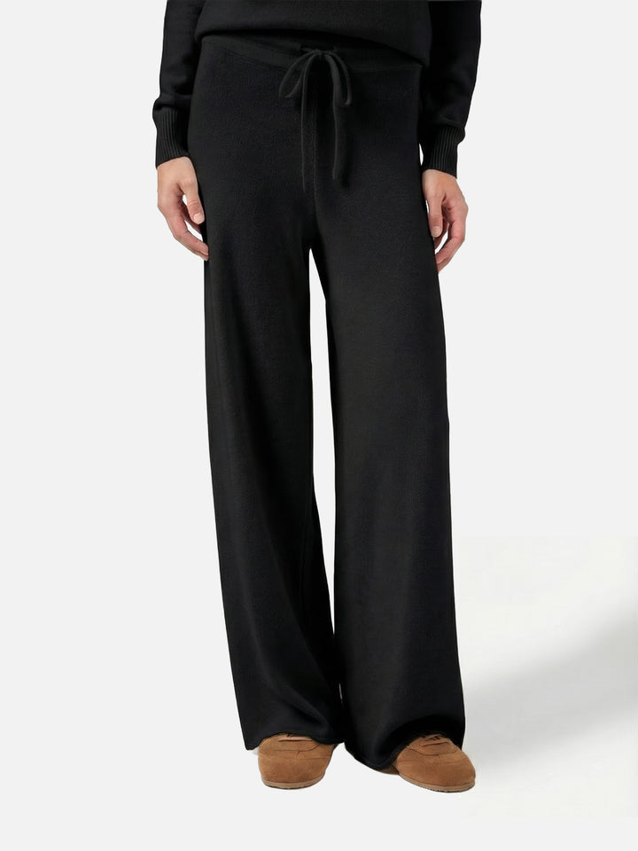 Pantaloni palazzo Savine neri in misto cashmere