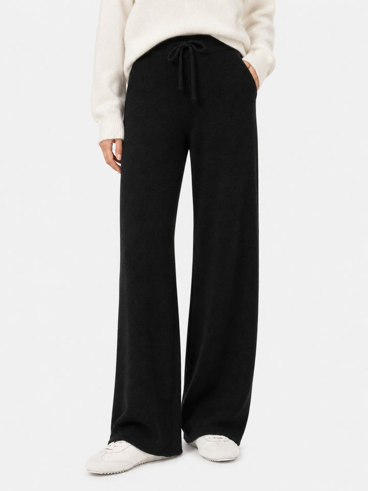 Pantalones palazzo negros de punto Savine 