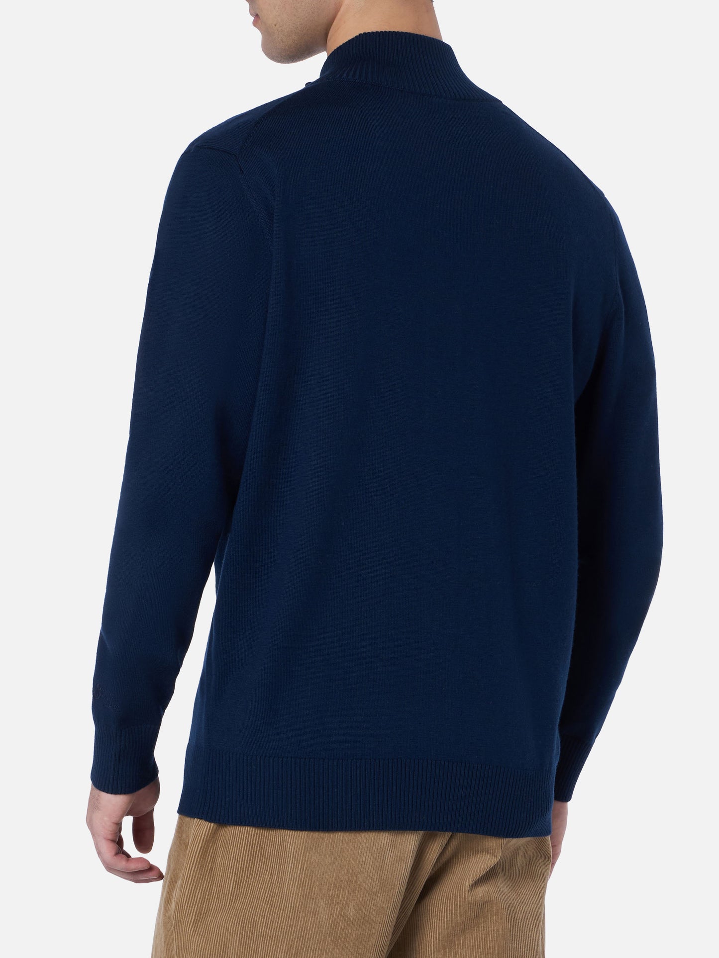 Cardigan da uomo blu navy Savile in lana merino