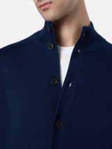 Herren Marineblau Cardigan Savile aus Merinowolle 