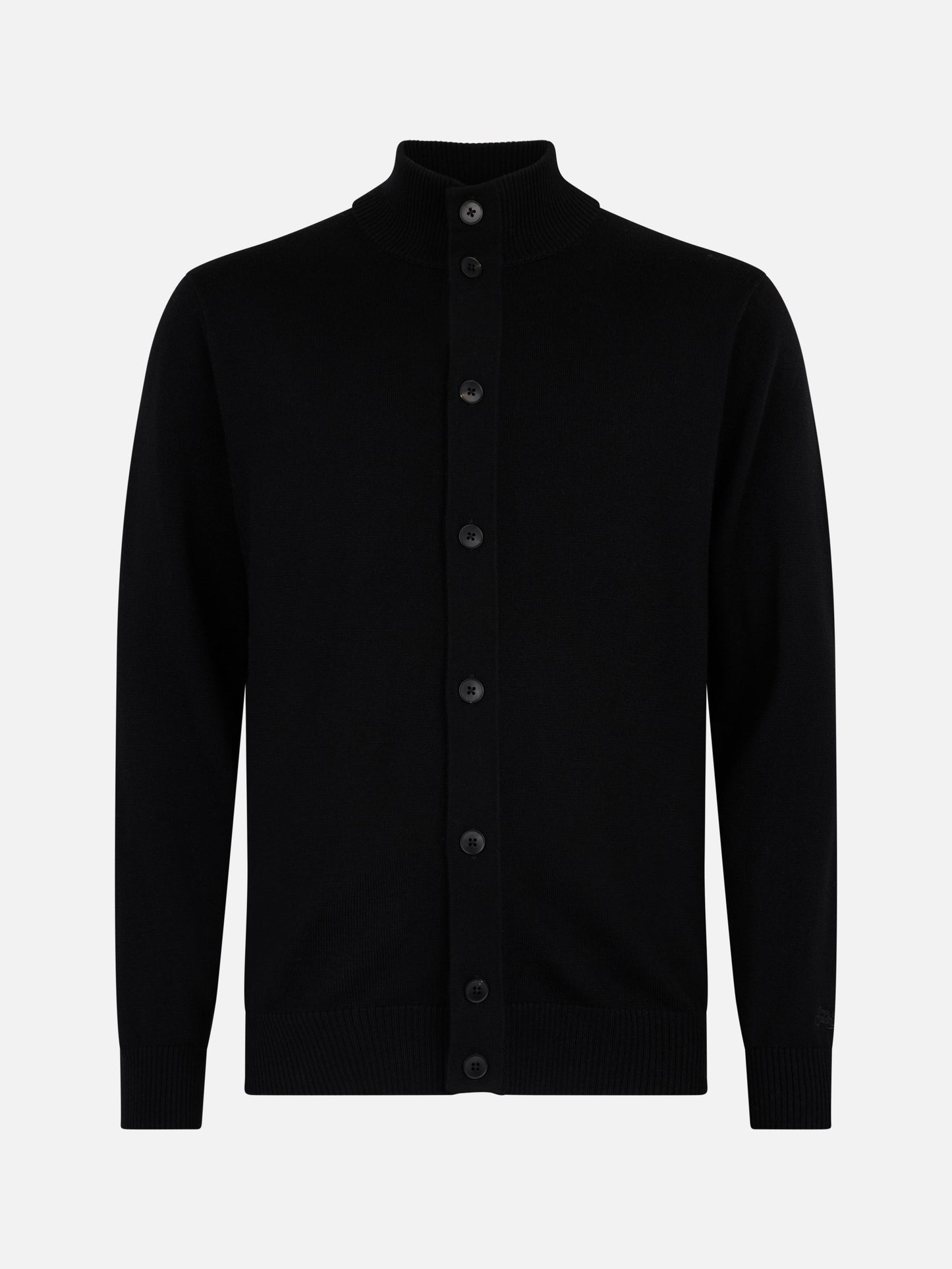 Cardigan nero da uomo Savile in lana merino