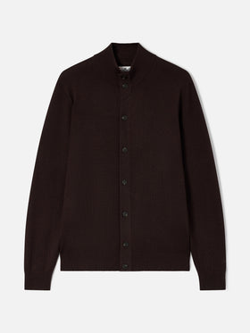 Cárdigan Savile en Merino marrón 