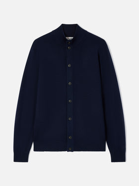 Cardigan Savile in navy blue Merino
