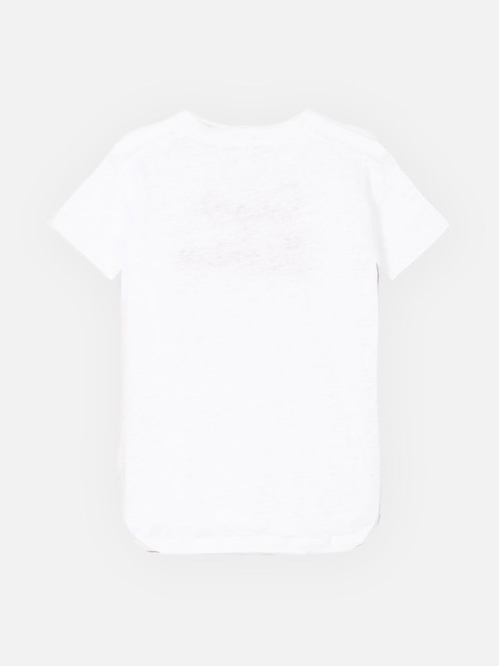 Leinen-T-Shirt mit Love St. Barth-Stickerei