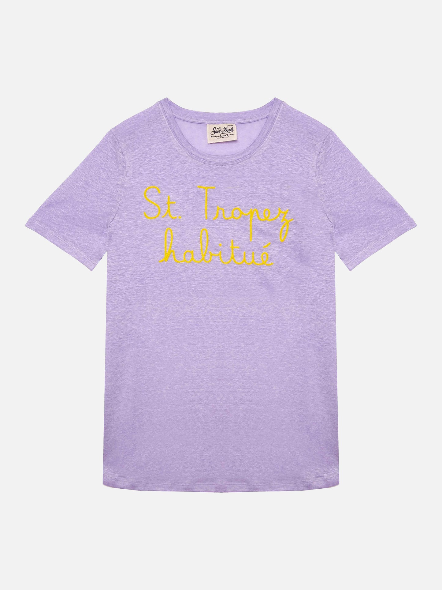 Linen t-shirt with St. Tropez Habituè embroidery