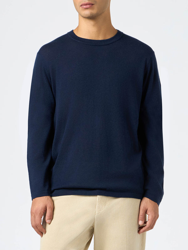 Maglietta da uomo in misto cashmere blu navy Scott