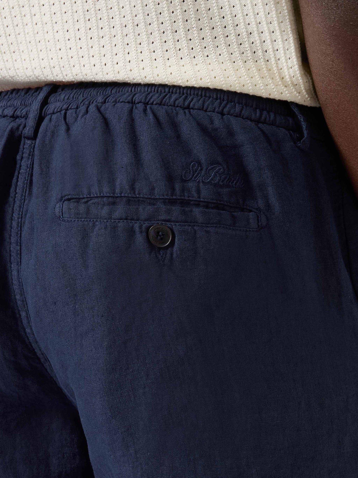 Navy blue Sebastian bermuda shorts in pure linen