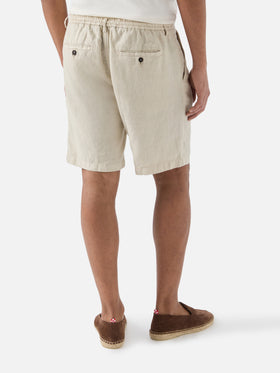Beige Sebastian bermuda shorts in pure linen