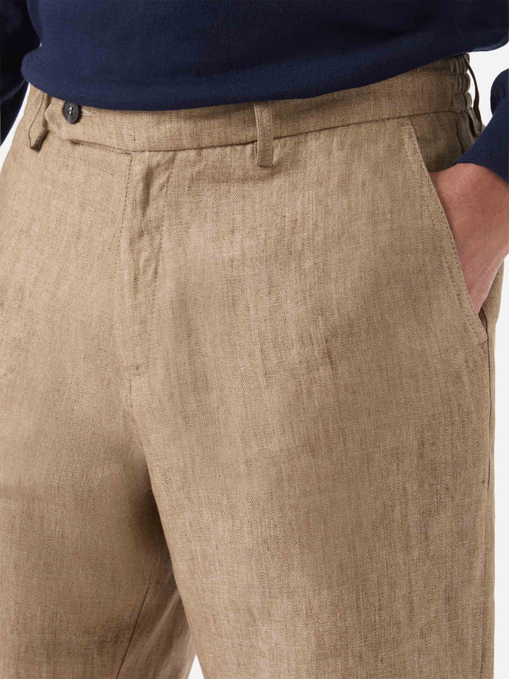 Brown Sebastian bermuda shorts in pure linen