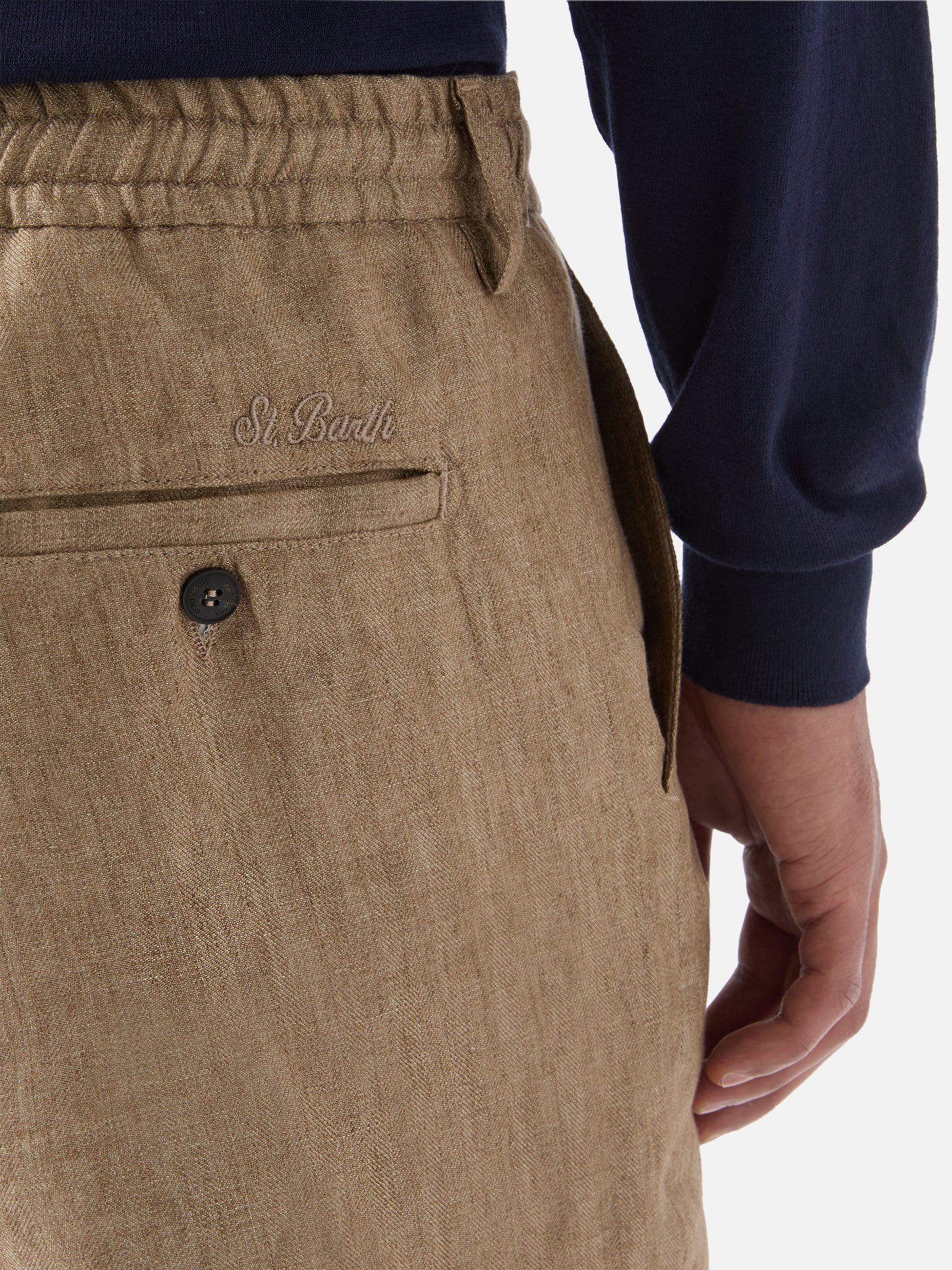 Brown Sebastian bermuda shorts in pure linen