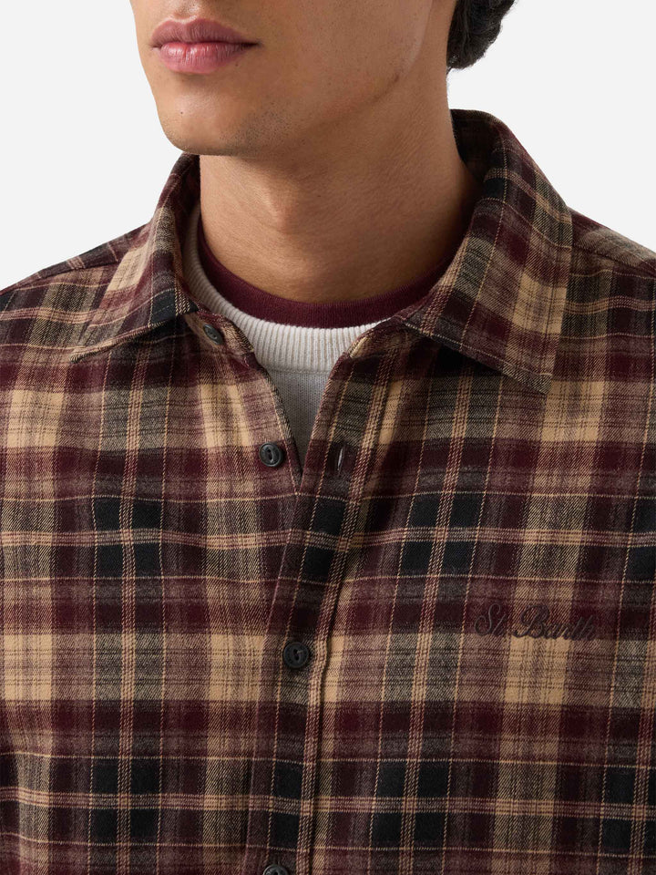 Chemise en flanelle Seefeld marron avec broderie Après Ski Habitué au dos 