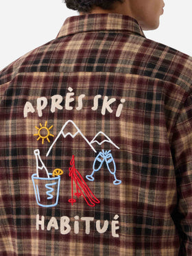 Camicia Seefeld marrone in flanella con ricamo Après Ski Habitué sul retro