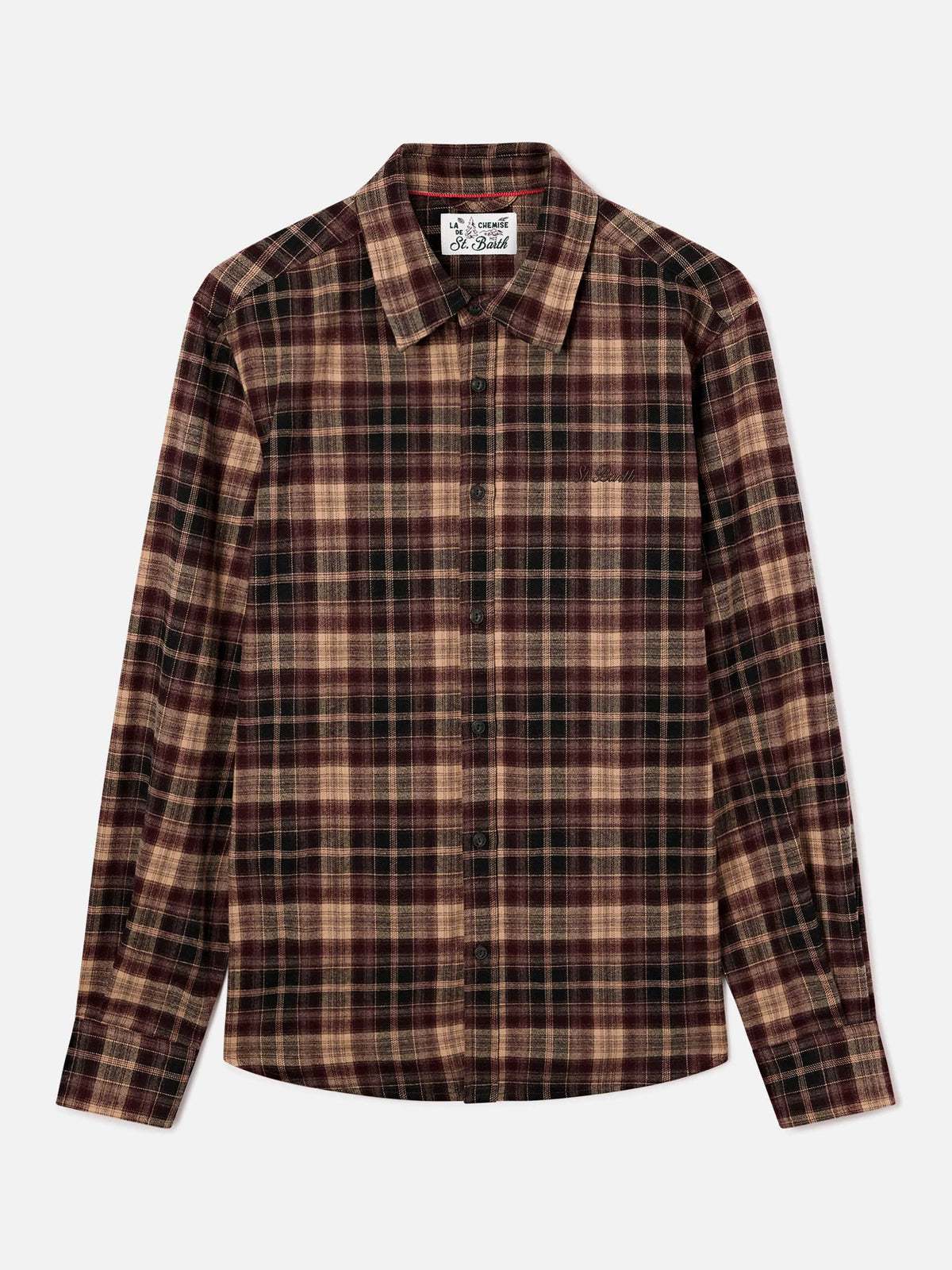 Camicia Seefeld marrone in flanella con ricamo Après Ski Habitué sul retro