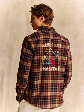 Chemise en flanelle Seefeld marron avec broderie Après Ski Habitué au dos 